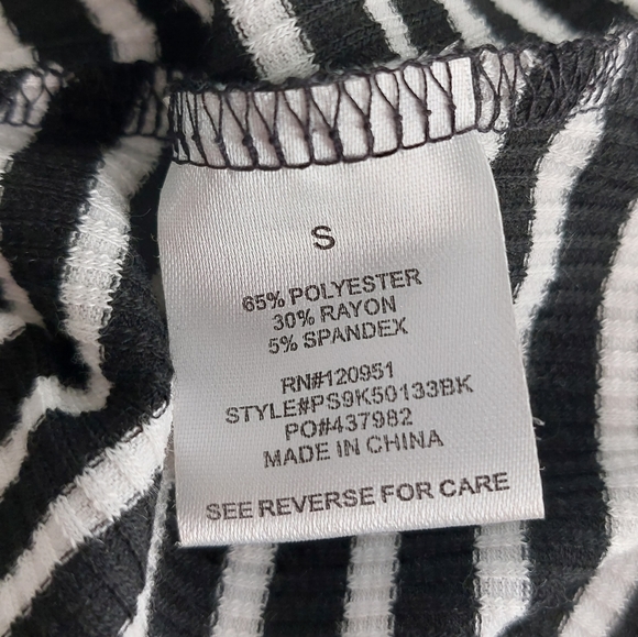 Pink Rose - Black & White Striped Mini Dress - Picture 7 of 8